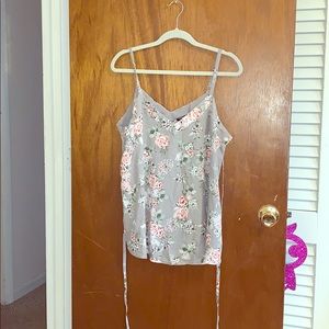 Gray floral tank top.